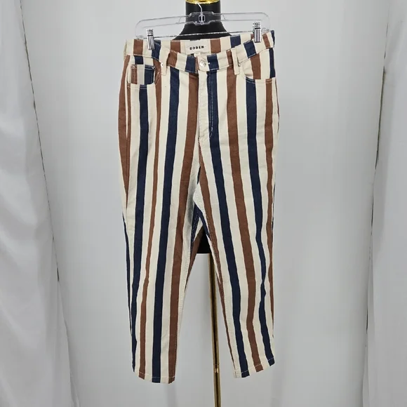 Striped Straight Leg Ankle Jeans Size 31/12 - Picture 5 of 11